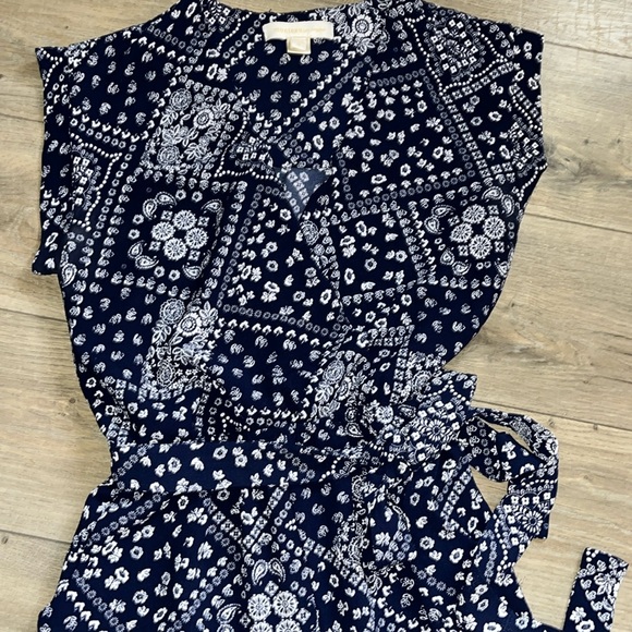 Blue and White Patterned Jumpsuit, Size Medium - Picture 3 of 15